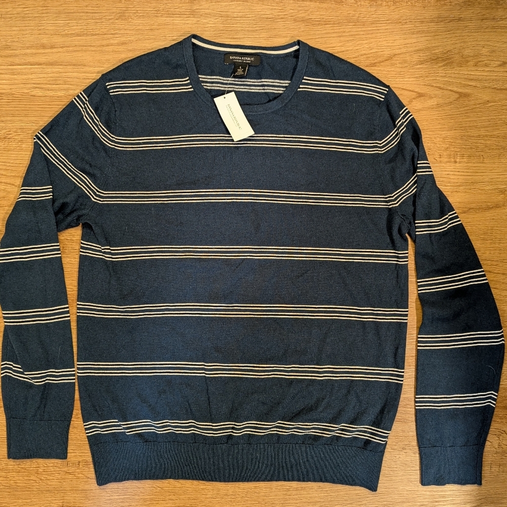 Banana Republic NWT Men's Luxury Blend Sweater, Large Navy Blue, New With Tags